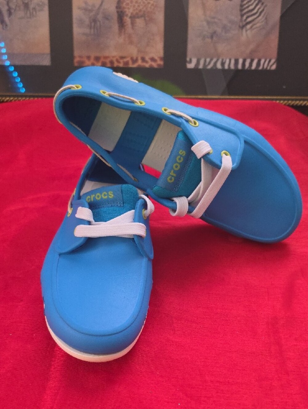 CROCS Kids Blue and White Slip-On Boat Sneakers